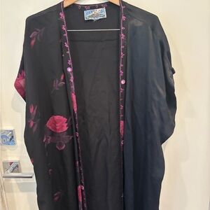 Elegant Black and Pink Women's Robe